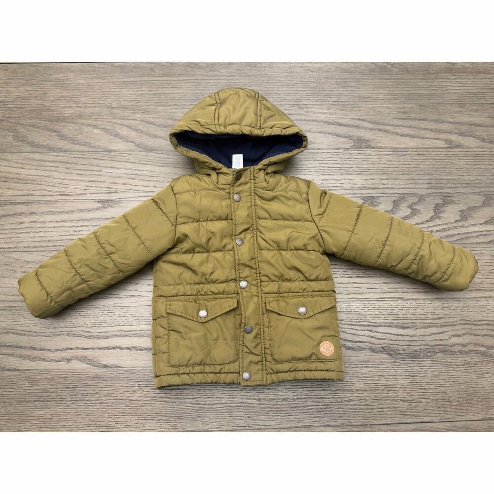 Little Me Toddler Puffer Jacket 3T Olive Green Hooded Coat Warm